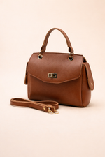 Modern Crossbody Handbag for Women - Brown Vegan Leather Purse