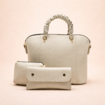 3 Piece Alora Tote Bag Set for Women - Beige