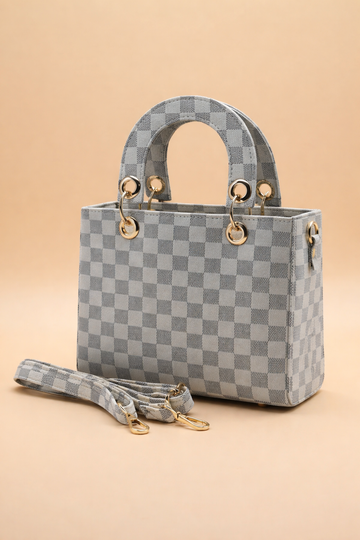 Checker Mini Crossbody Bag for Women - Grey