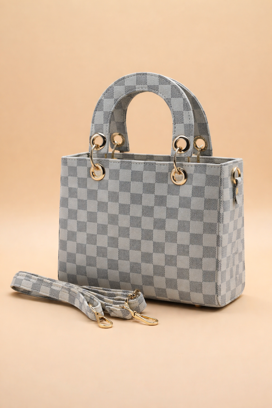 Checker Mini Crossbody Bag for Women - Grey