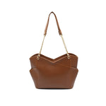 Glamor Tote Bag for Women - Brown Chain Strap Handbag