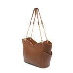 Glamor Tote Bag for Women - Brown Chain Strap Handbag