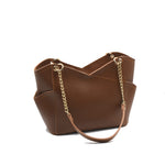 Glamor Tote Bag for Women - Brown Chain Strap Handbag
