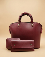 3 Piece Alora Tote Bag Set for Women - Maroon