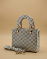Checker Mini Crossbody Bag for Women - Grey