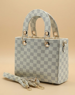 Checker Mini Crossbody Bag for Women - White