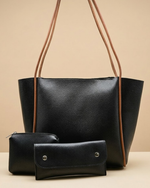 Urban Carry Tote Bag for Women - Black with Wallet & Pouch