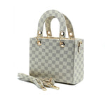 Checker Mini Crossbody Bag for Women - White