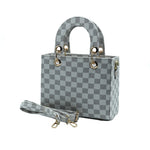 Checker Mini Crossbody Bag for Women - Grey