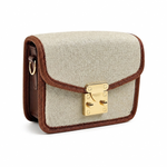 Mini Canvas Crossbody Bag Beige interior
